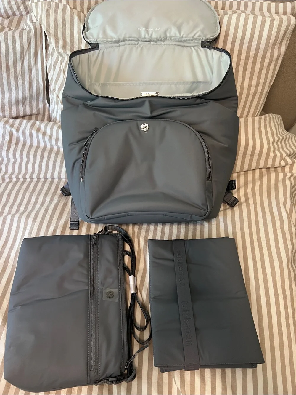 Brand New lululemon Parent Backpack — Solar Grey (Ocean interior)